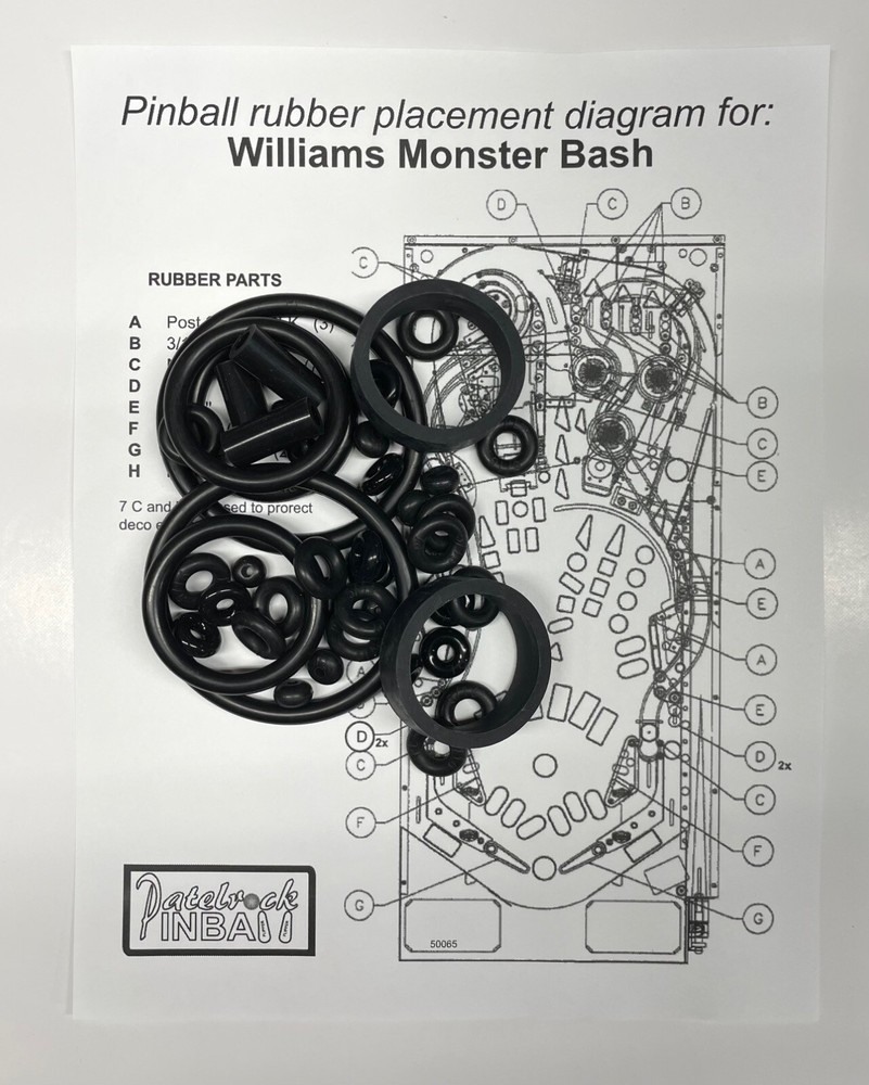 1998 Williams Monster Bash Pinball Machine Rubber Ring Kit