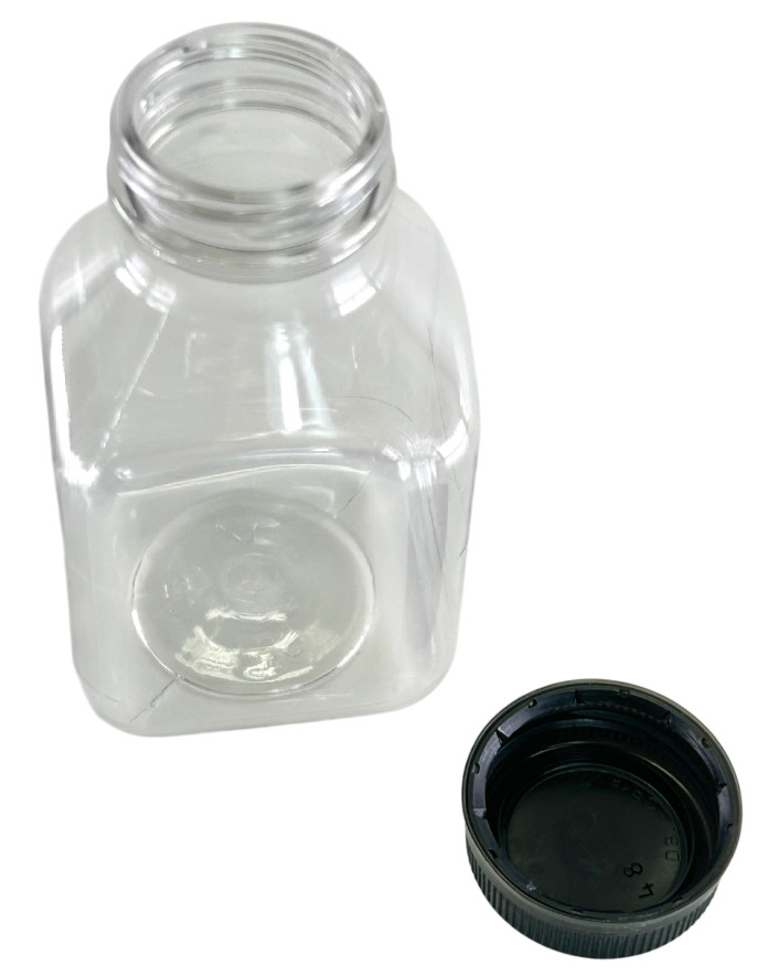 8 oz Empty Plastic Juice Bottles with Lids, 12 Pack, Clear/Black