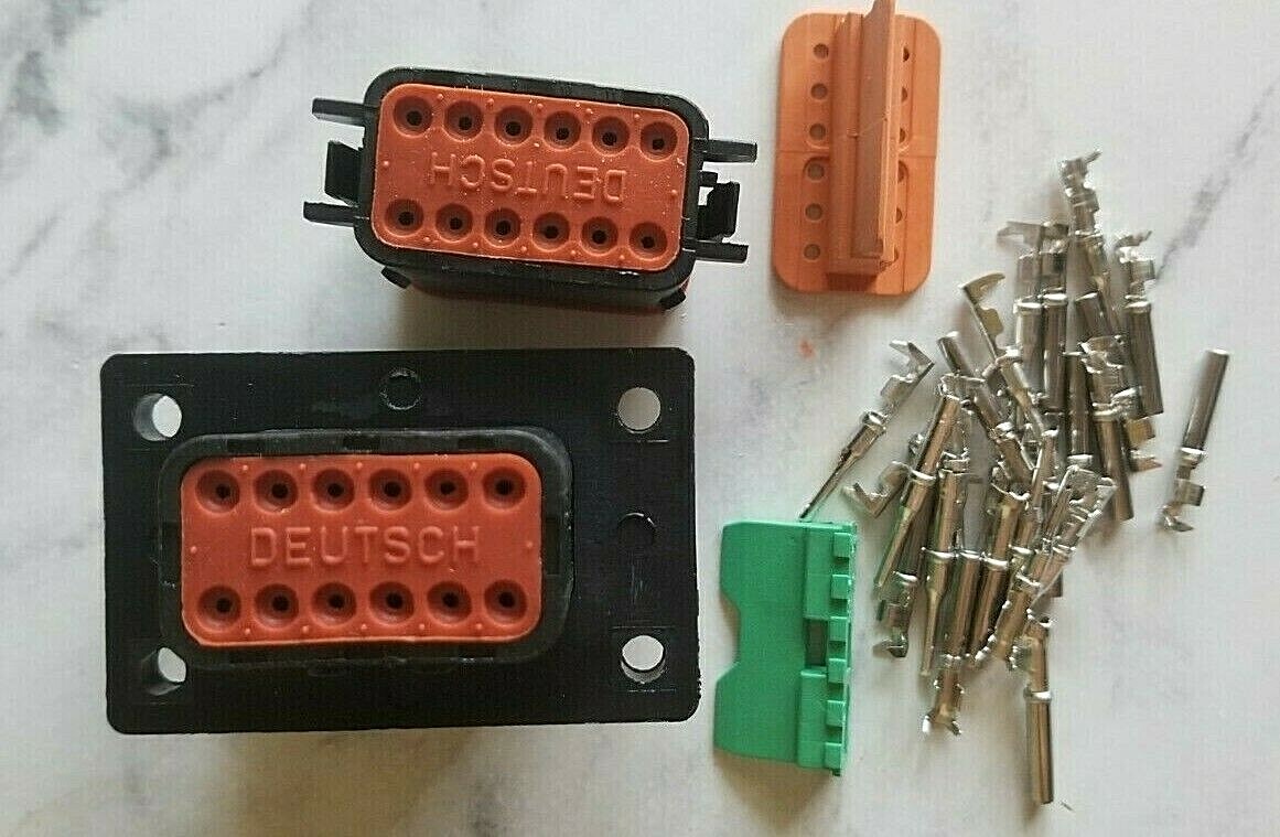 Black Deutsch DT Series 12-Pin Flange Connector Kit 14-16AWG EZ crimp pins, USA