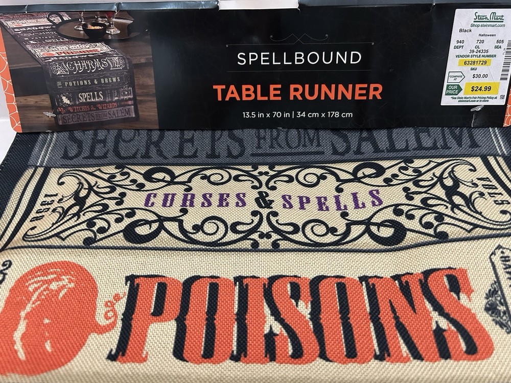 “Spell Bound” Table Runner 13.5”x70” Halloween Decoration Witchy Decor