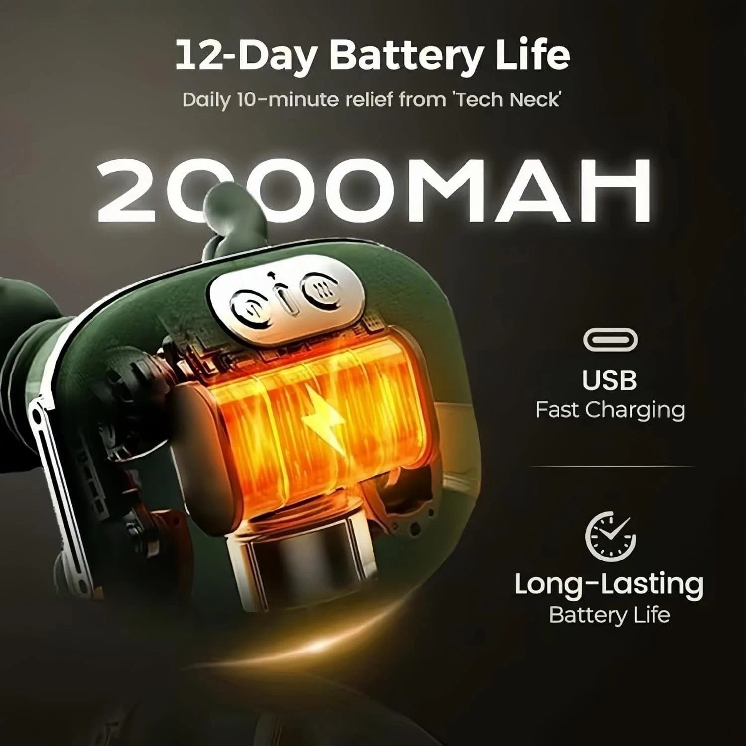 Bionic Heated Massager, Portable Shiatsu Neck and Back Massager, for Pain Relief