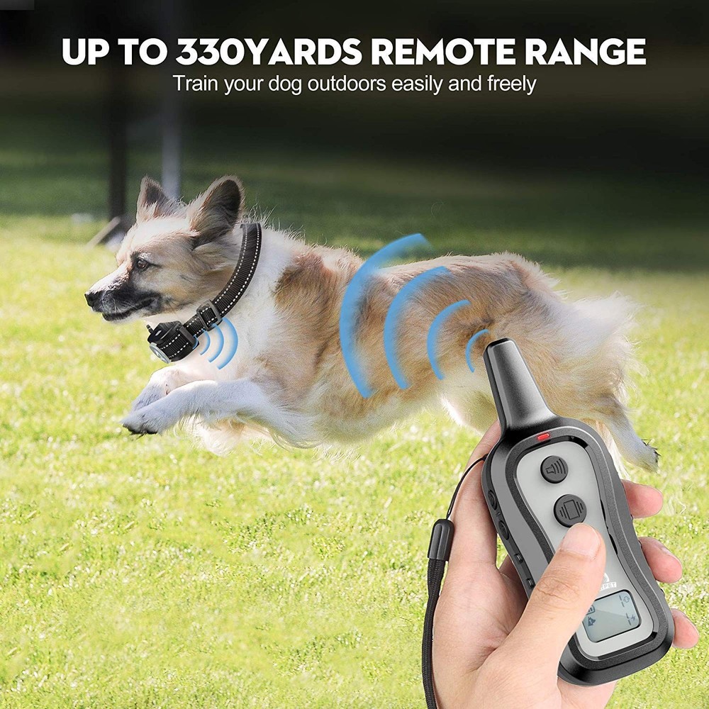 Dog Training Collar Light Grey 1000ft Range 3 Training Modes Adjustable Fit