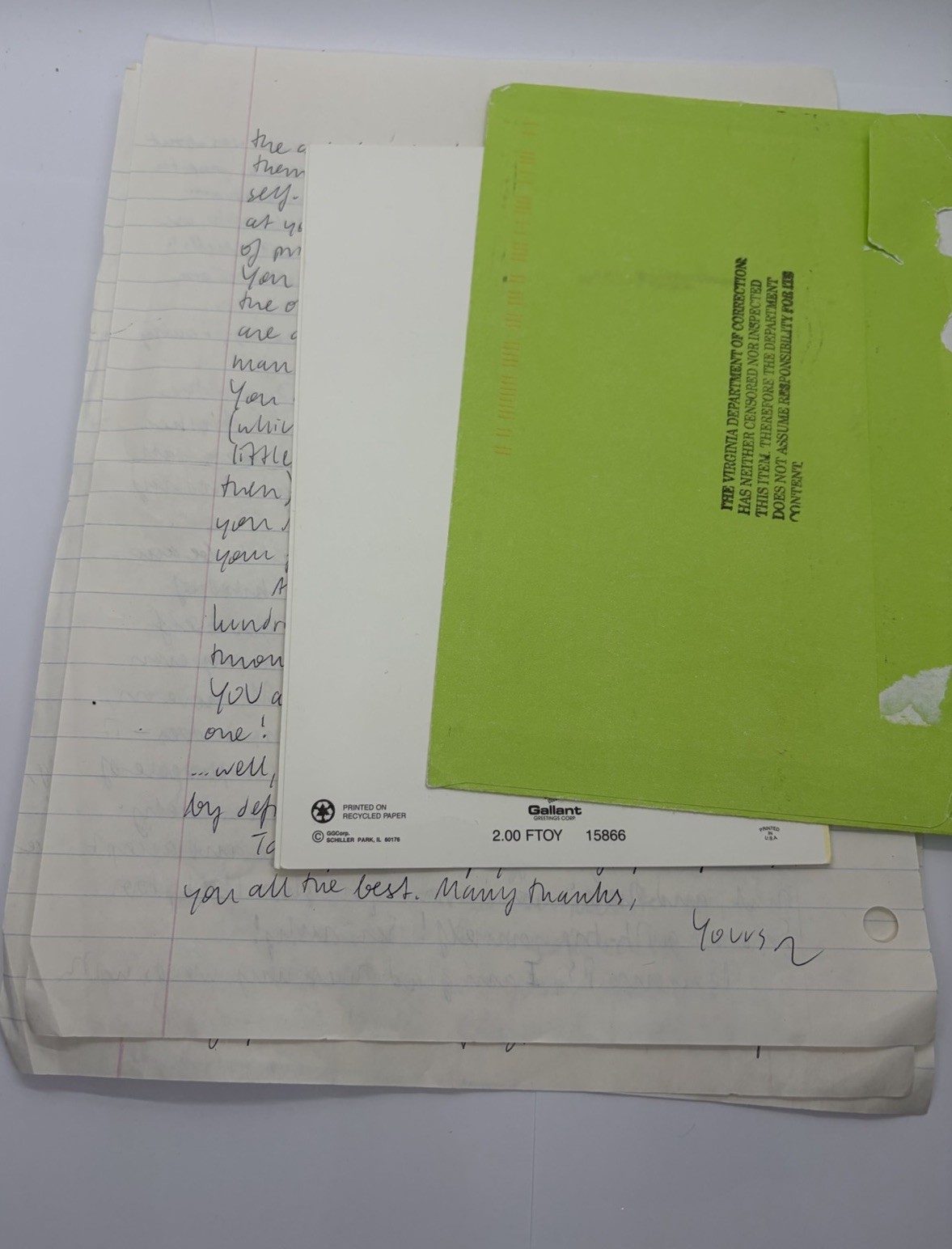 Jens Soering Soring Prison Card & Letter Signed Authentic RARE True Crime 2012