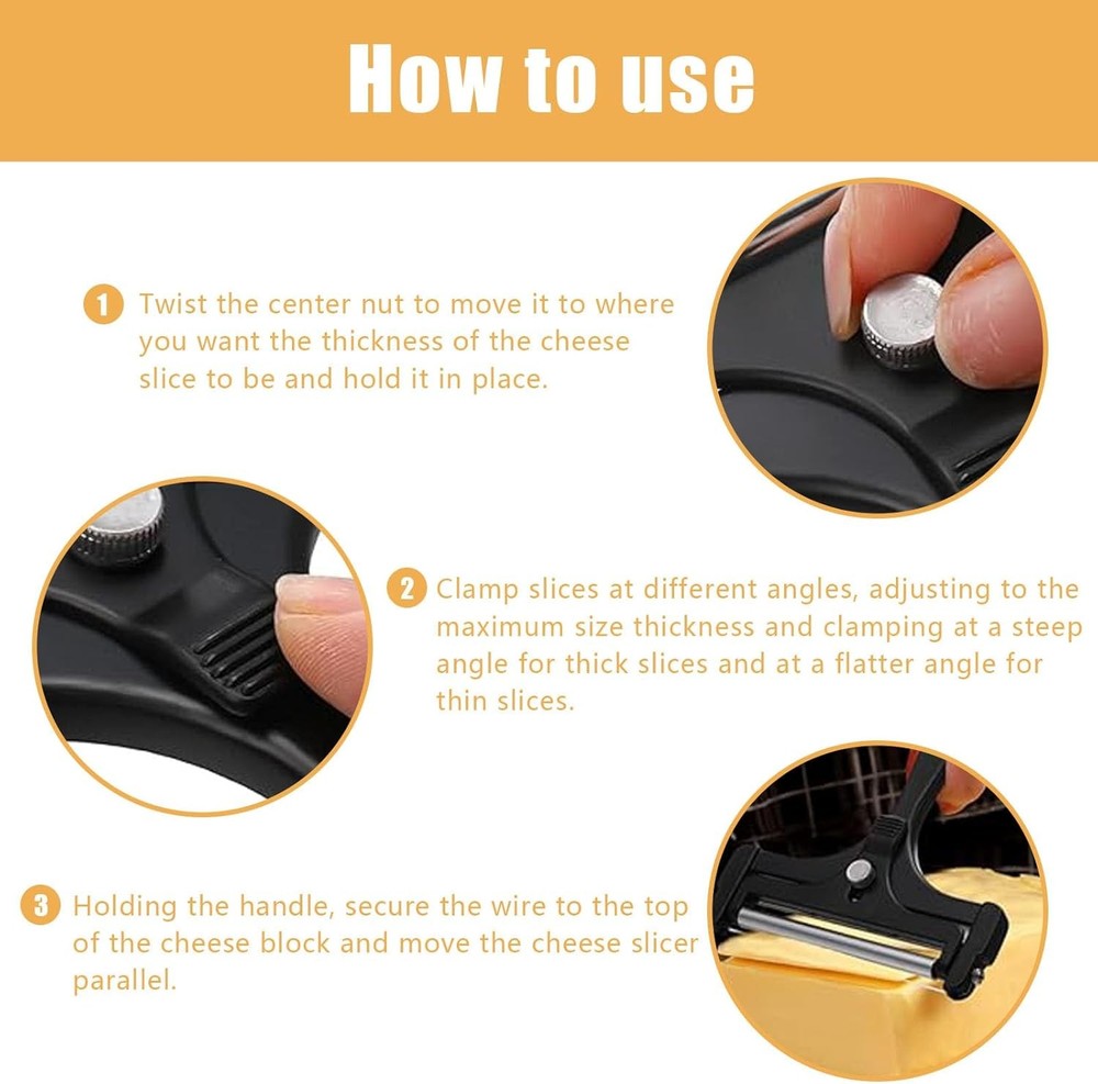 Adjustable Cheese Slicer with 4 Extra Wires Replacement, Hand Held Wire Cheese C