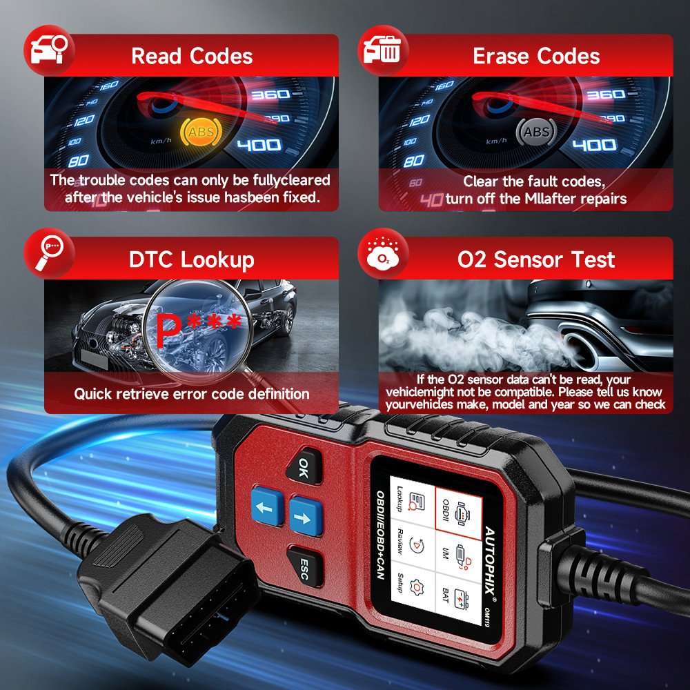 AUTOPHIX OM119 Auto Diagnostic Scanner Check Engine Fault Code Reader OBD2 Tool