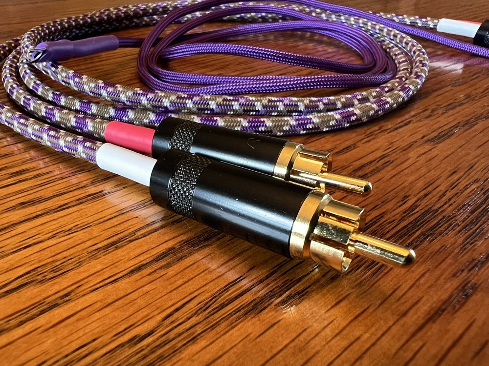 Audiophile Turntable Phono RCA Cables w/Ground Low Capacitance Interconnect 6 Ft