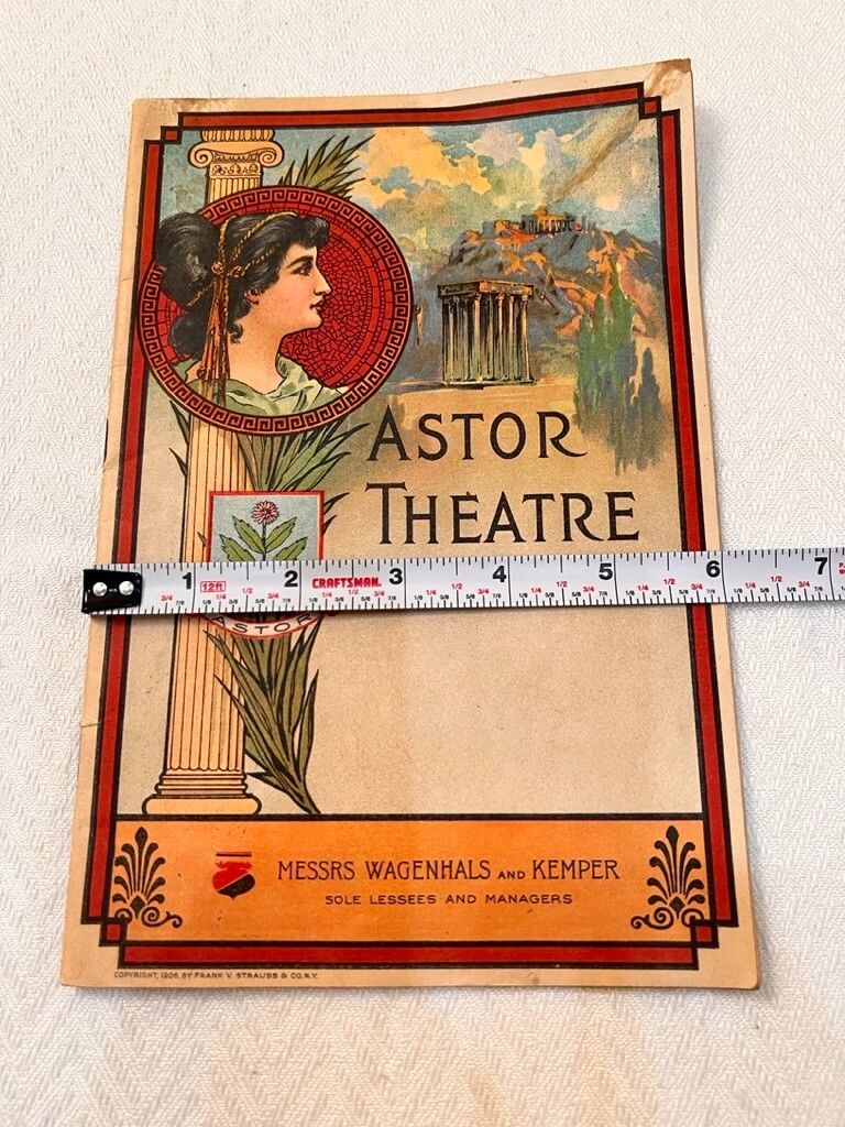 Astor Theater Program Oct 26 1908 William Hodge Henry Jewett Man From Home
