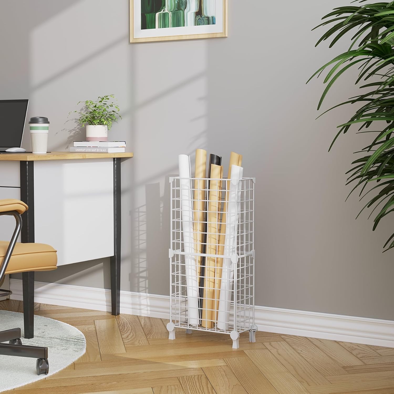 AWTATOS Umbrella Holder Entryway, Umbrella Stand Freestanding, Metal Square Umbr