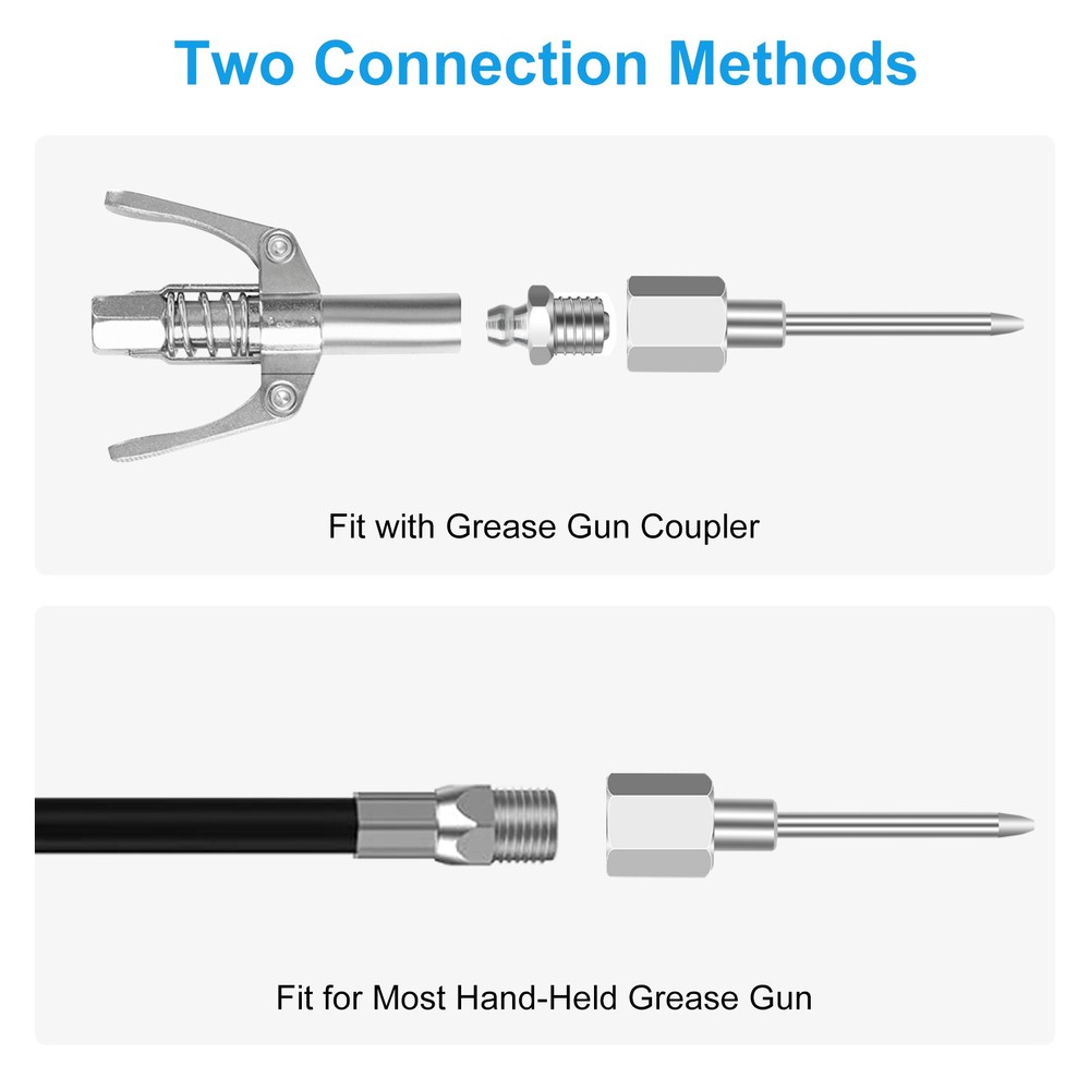 7 pcs Grease Gun Accessory Tool Kit Needle Nozzle Adapter Coupler Tip Dispenser