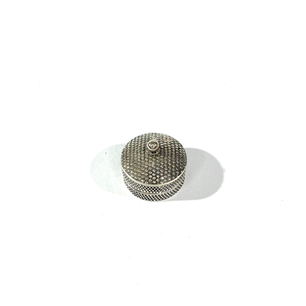 Vintage Solid Silver Ethnic Pill Box , Hallmarked pillbox