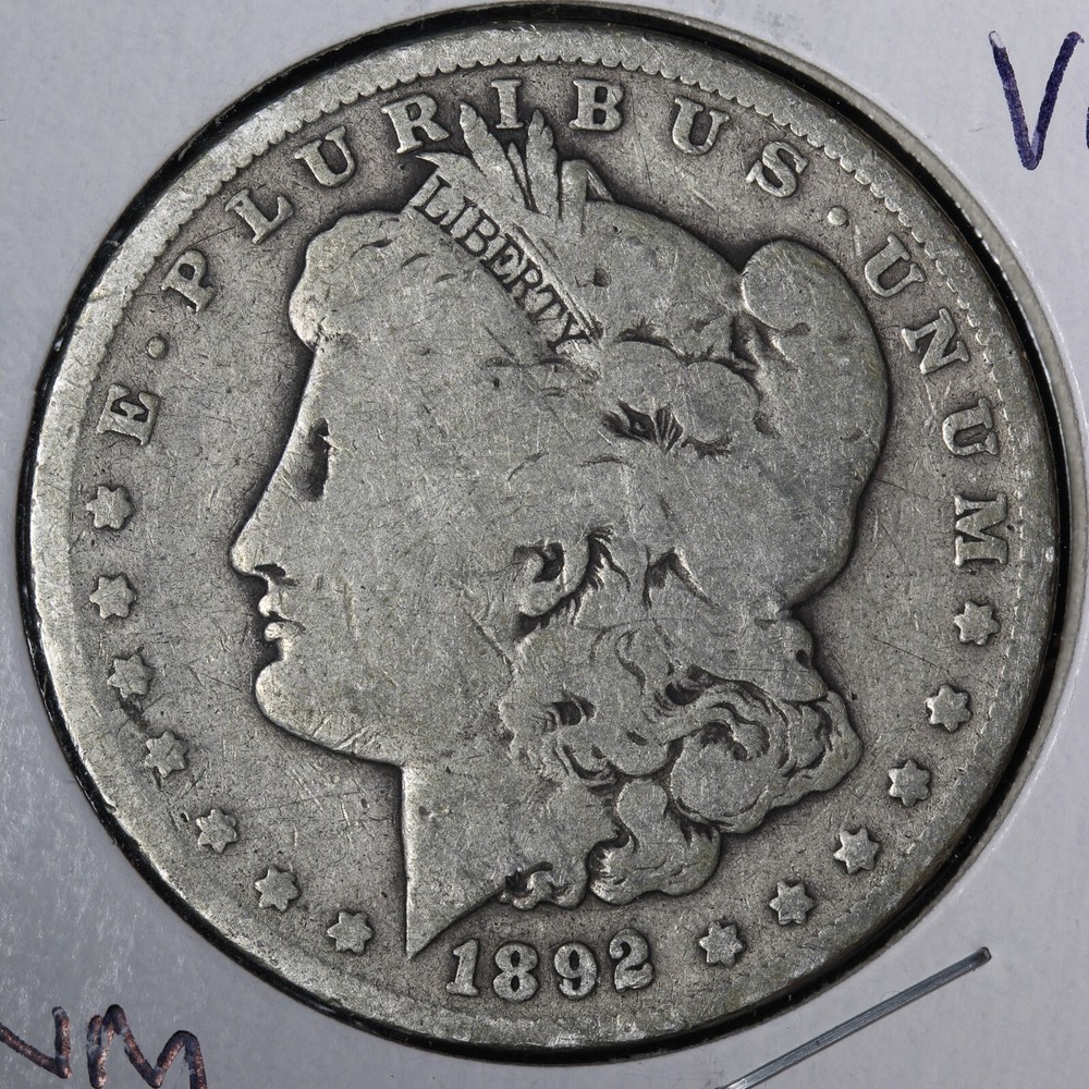 1892 Morgan Silver Dollar VG+ E358 QNMN