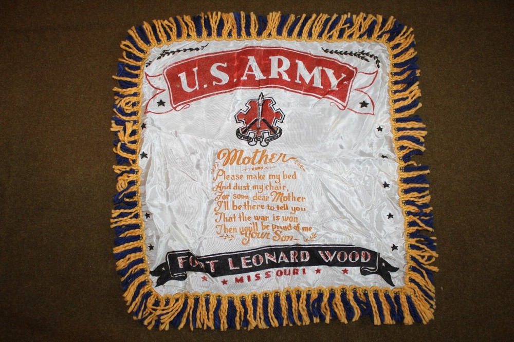 Original Early WW2 U.S. Army "Fort Leonard Wood Missouri" Mother Pillow Cover