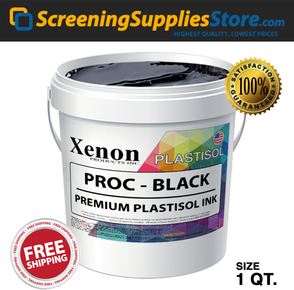 Xenon® - Process Black Plastisol Ink for Silk Screen Printing - 1 Quart