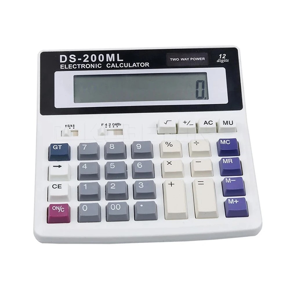 12-Digit Desktop Calculator Standard Function Dual Power Calculator Solar and AA