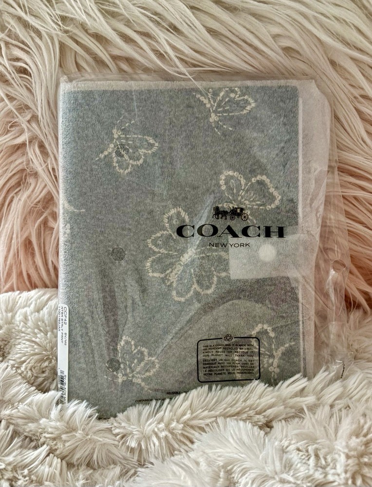 NEW Coach Smooth Leather Butterfly Print Black Multi Notebook Diary Journal
