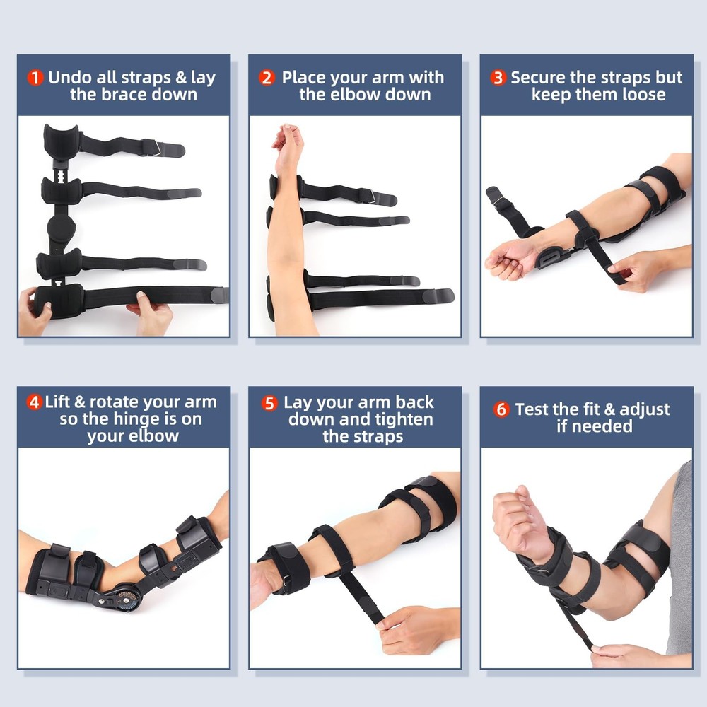 Hinged ROM Elbow Brace Adjustable Post OP Elbow Support - Arm Stabilizer Spli...