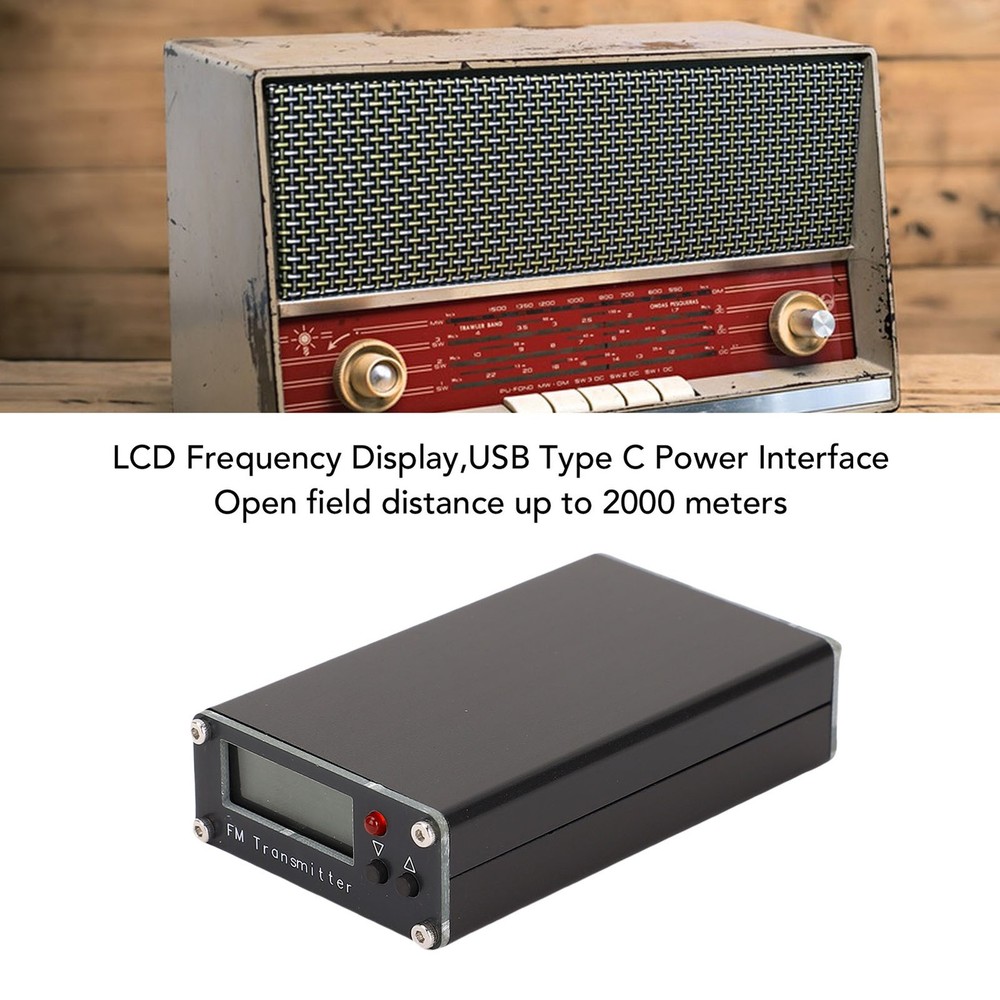 500mW FM Transmitter LCD Frequency Display Stereo Broadcast Transmitter With WT