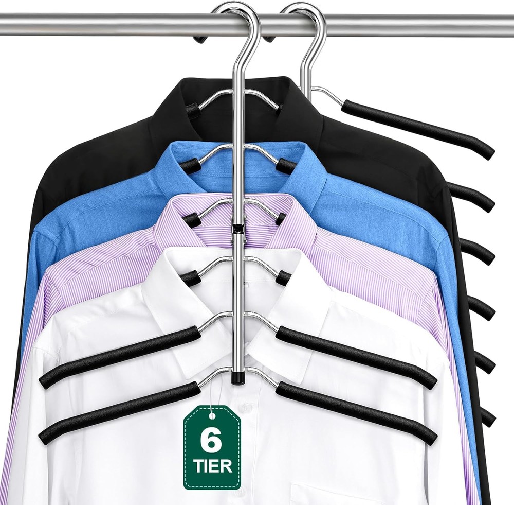 Clothes Hanrs Space Saving: 6 Tier Coat Hanr Space Saving