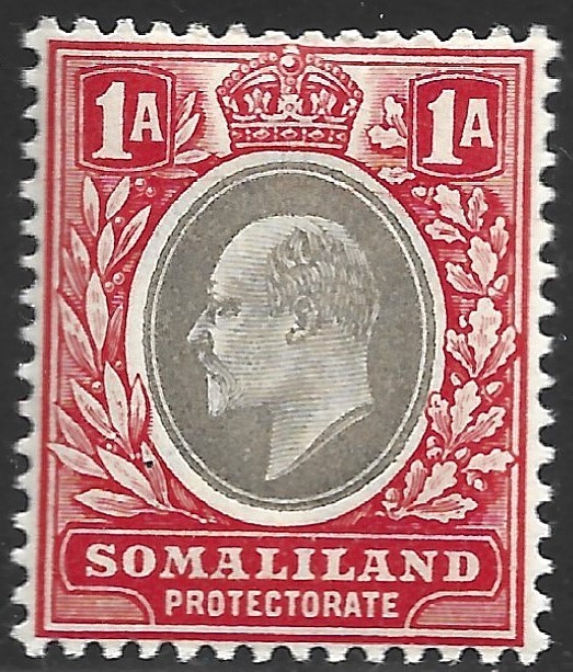 Somaliland Protectorate, Scott #28, 1a King Edward VII, Wmk 2, MLH