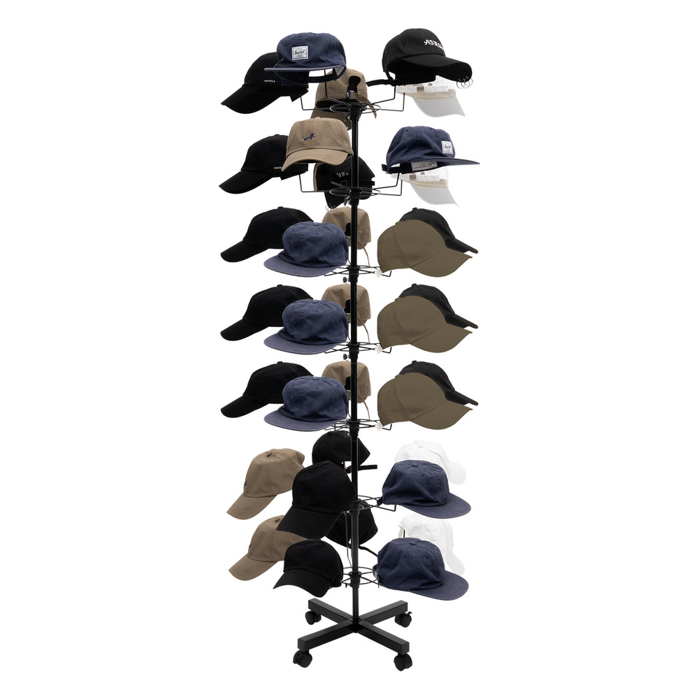 Iron Hat & Cap Display Rack 7 Tiers Retail Hat Cap Rack Rotating Spinner Stand