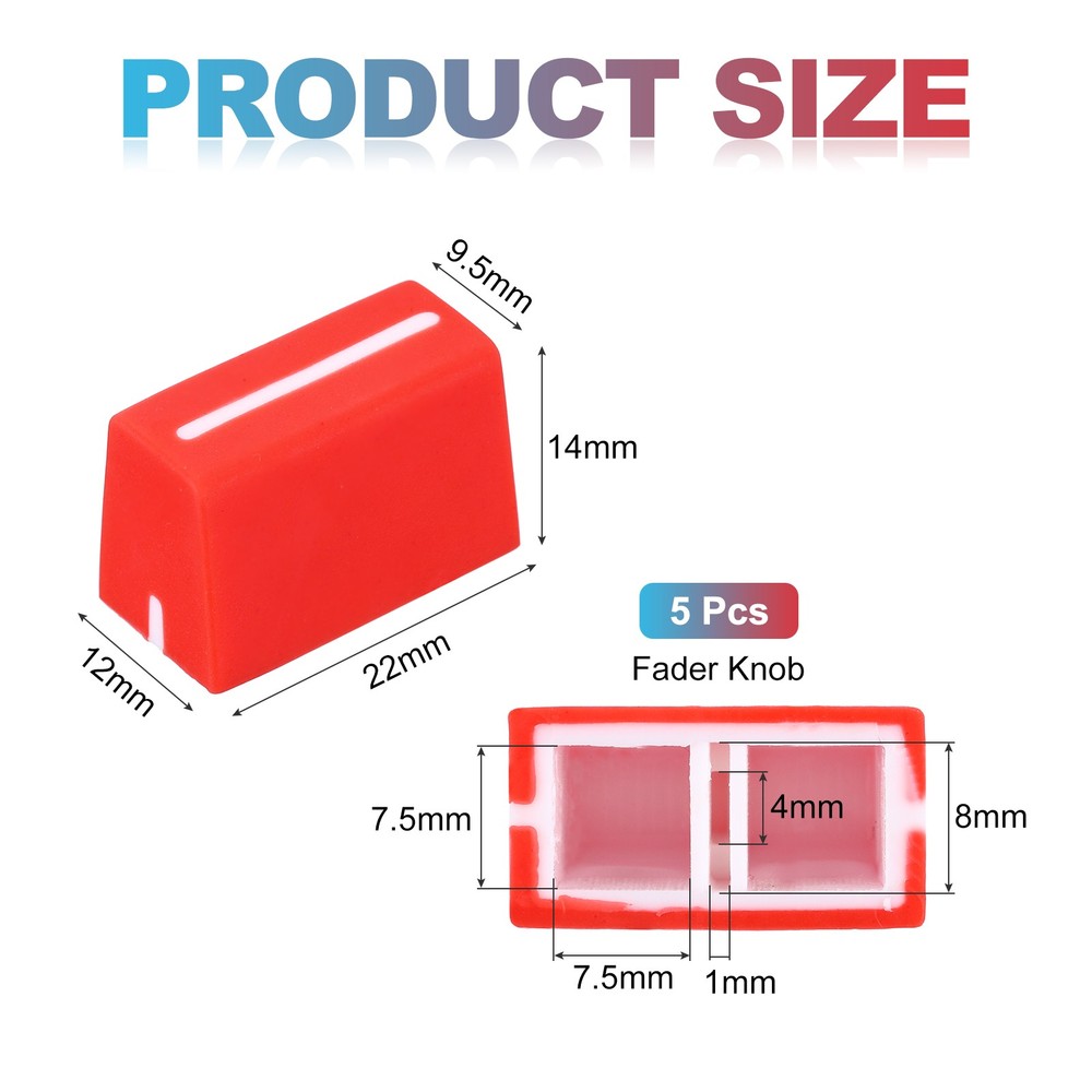 Universal Fader Knobs, Red Mixer Fader Caps Rubber for DJ Console, 5Pcs