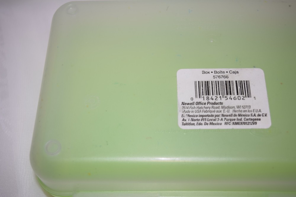 Vintage Bright Green Spacemaker Pencil Case Snap Lid Durable Plastic Storage Box