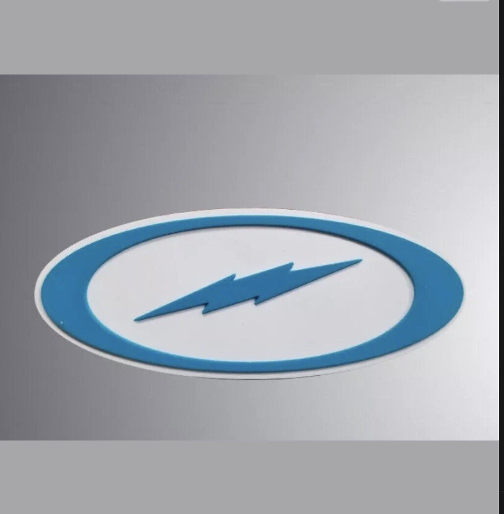 (1) Storm Round Bowling Patch (1) Storm Bolt Oval Bowling Patch. Blue and White