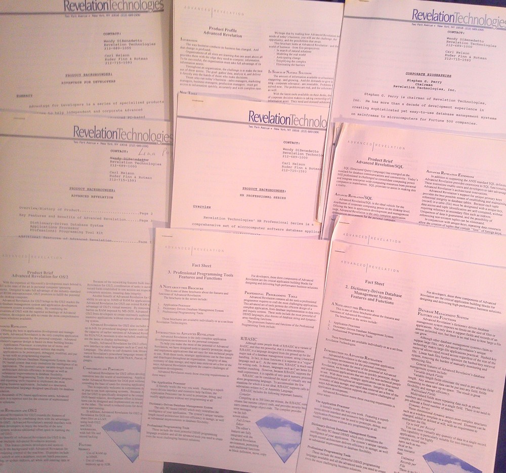 Advanced Revelation press kit. Application development environment for PCs