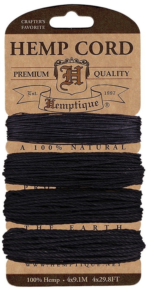 Hemptique Multi-Weight Hemp Cord Card Set 4/Pkg-Black