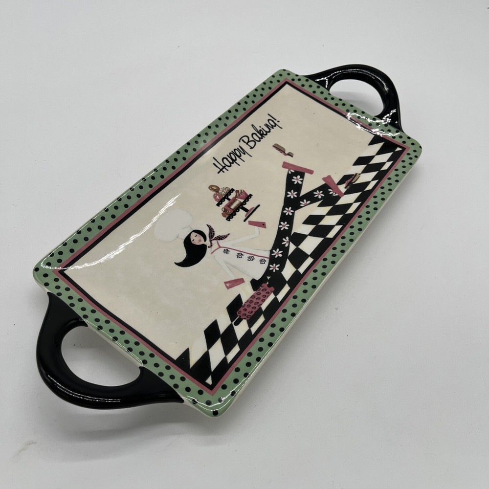 Certified International Chefanista 15" Rectangular Handled Platter happy Baking