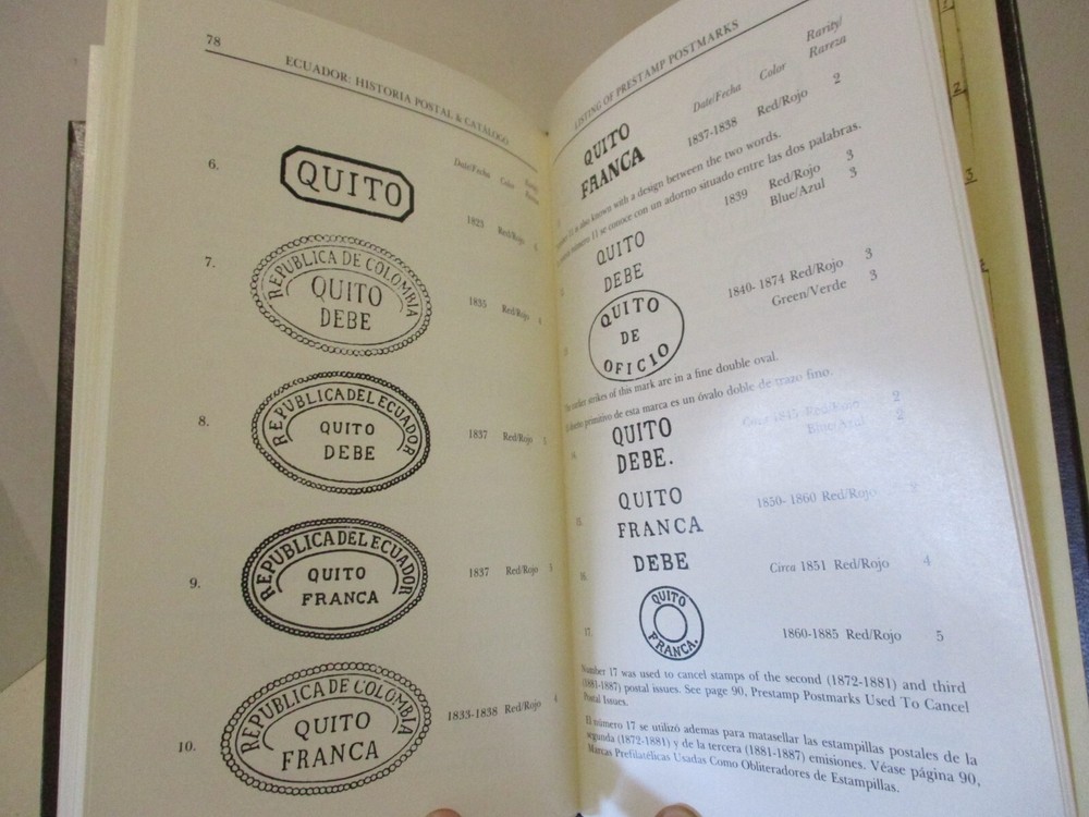 Ecuador Postal History and a Listing of Prephilatelic Postmarks Hardcover Book
