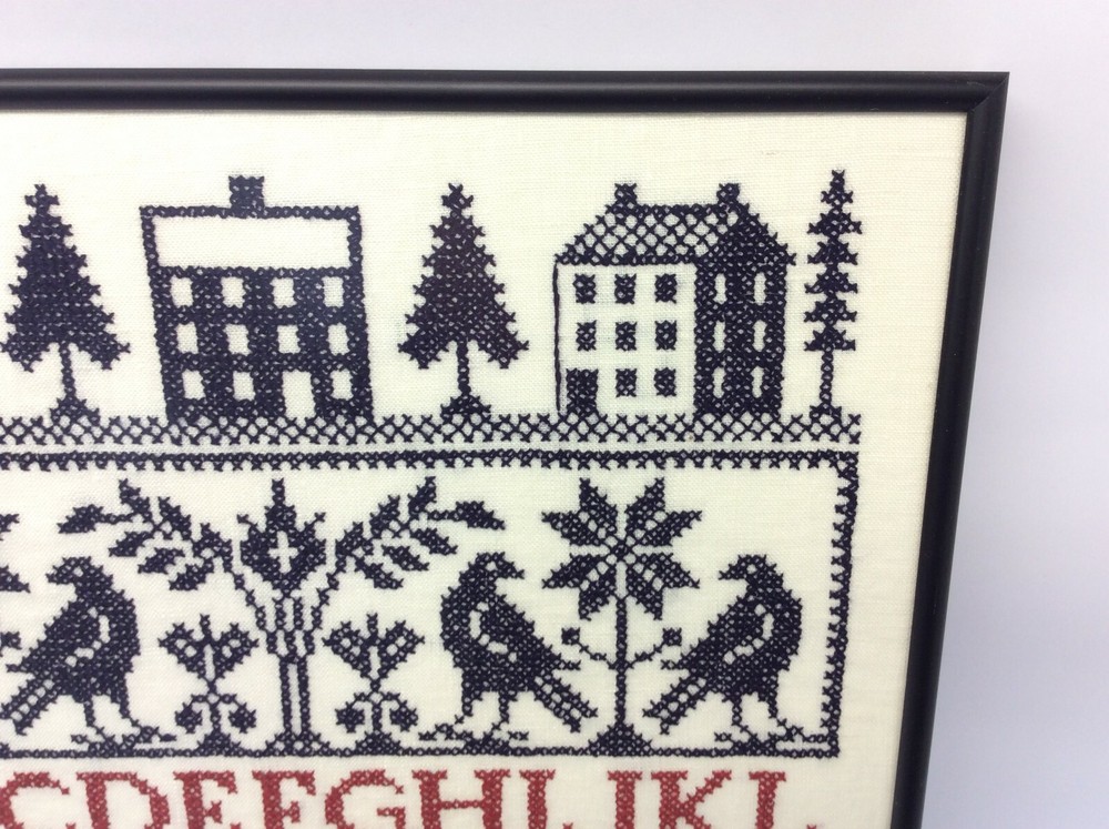 Evelyn Provost 2003 Framed Sewing Needlepoint Sampler Wall Art Decorative