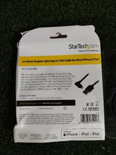 StarTech 6ft Angled Black Apple 8-pin Lightning Connector to USB USBLT2MBR