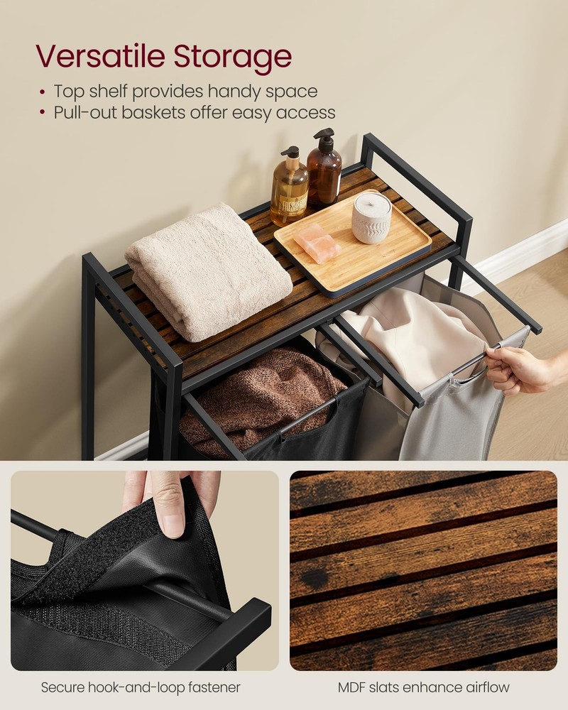 Laundry Hamper, Laundry Basket, Laundry Sorter with 2 Pull-Out and Removable ...
