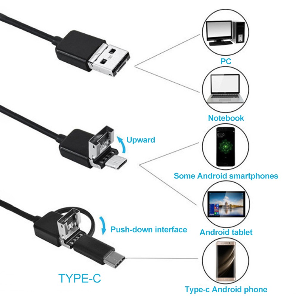 3in1 Borescope Endoscope 6LED Inspection Scope Camera For Android Cell Phone/PC