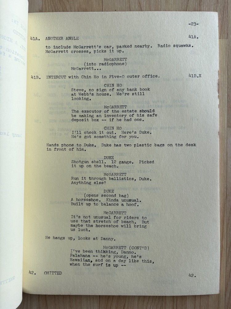 Hawaii Five-O 'The Big Aloha' Original Script Revised Final Draft 1977