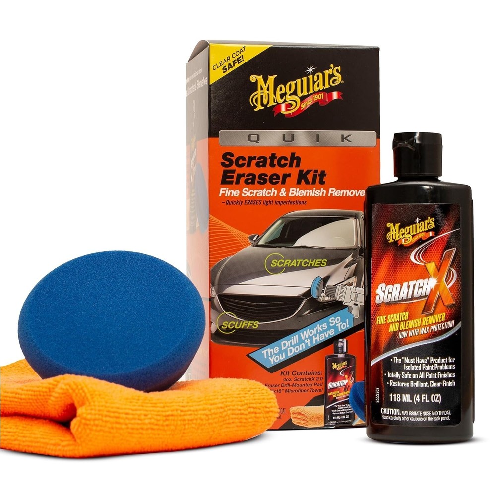Quick & Easy Car Scratch Remover Kit – Drill-Mounted Eraser, Microfiber Included