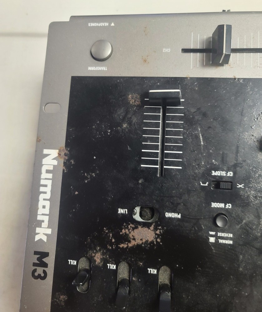 Numark M3 Tabletop 2 Channel Scratch DJ Mixer, NO POWER CABLE! UNTESTED!