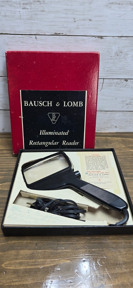 Vintage Bausch & Lomb Illuminated Rectangular Reader Magnifier w/ Original Box.