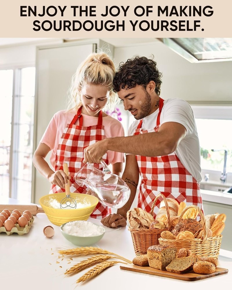 Sourdough Starter Kit 34 OZ with 2 Bread Proofing Baskets