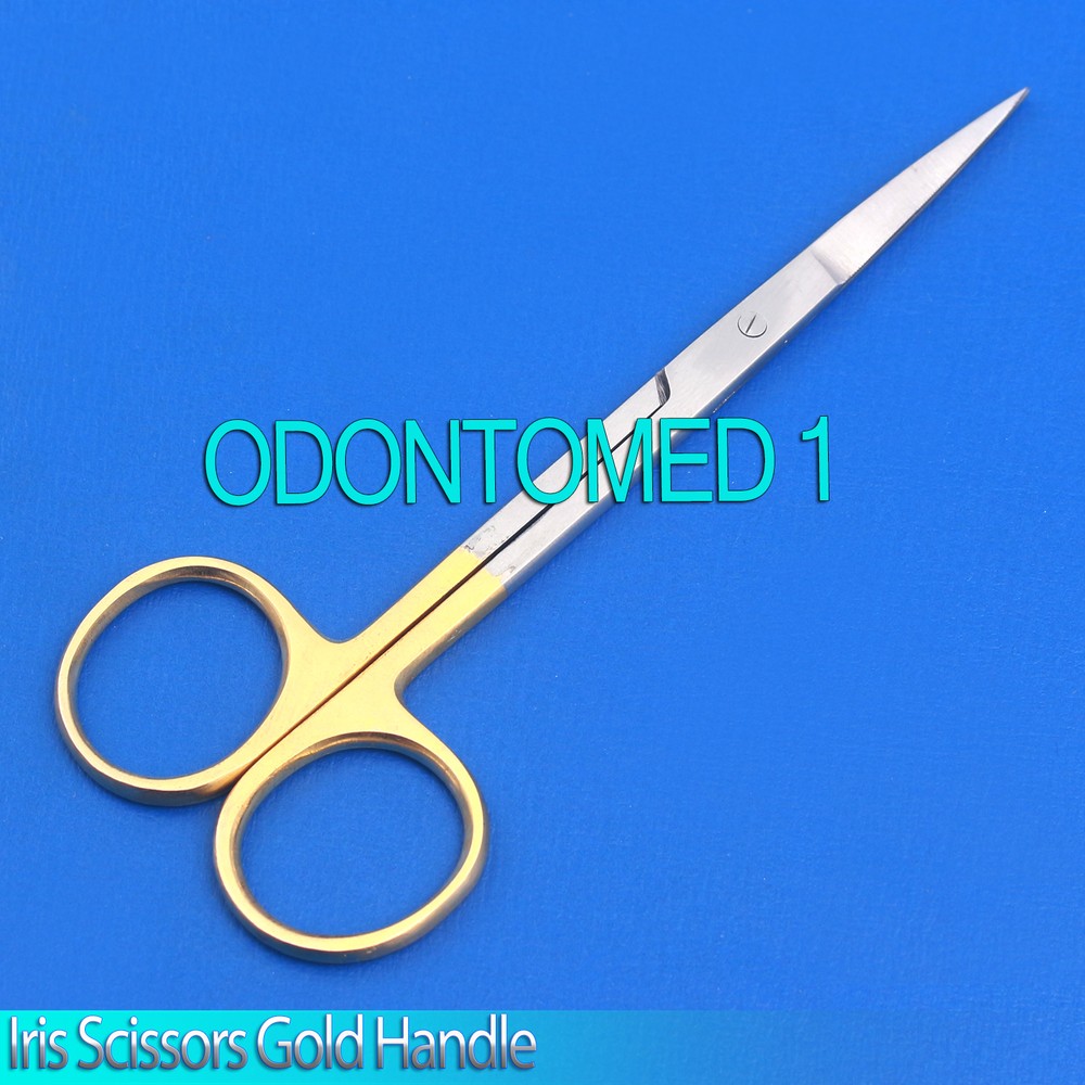 Iris Scissors Straight Sharp Sharp reusable gold plated handle 4.5"