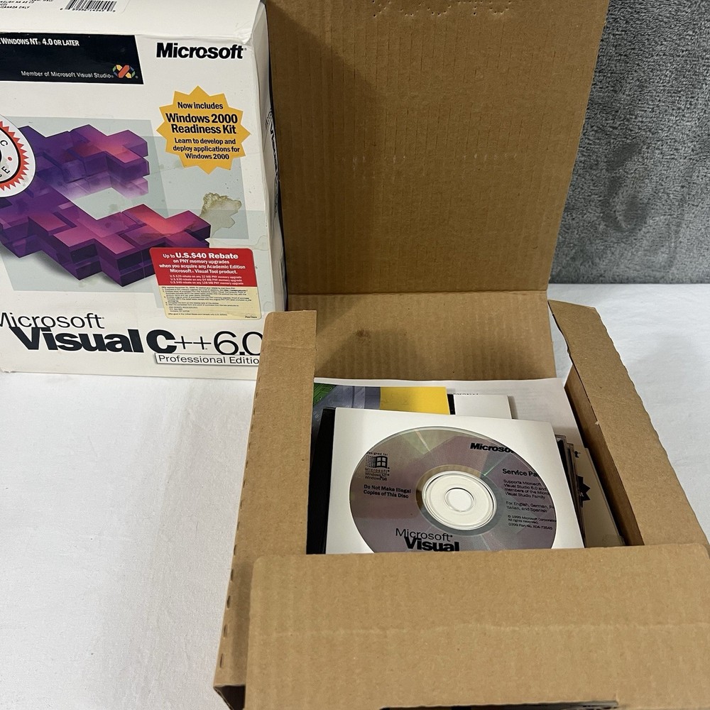 Microsoft Visual C++ 6.0 Professional Edition 048-00318 CLEAN DISC