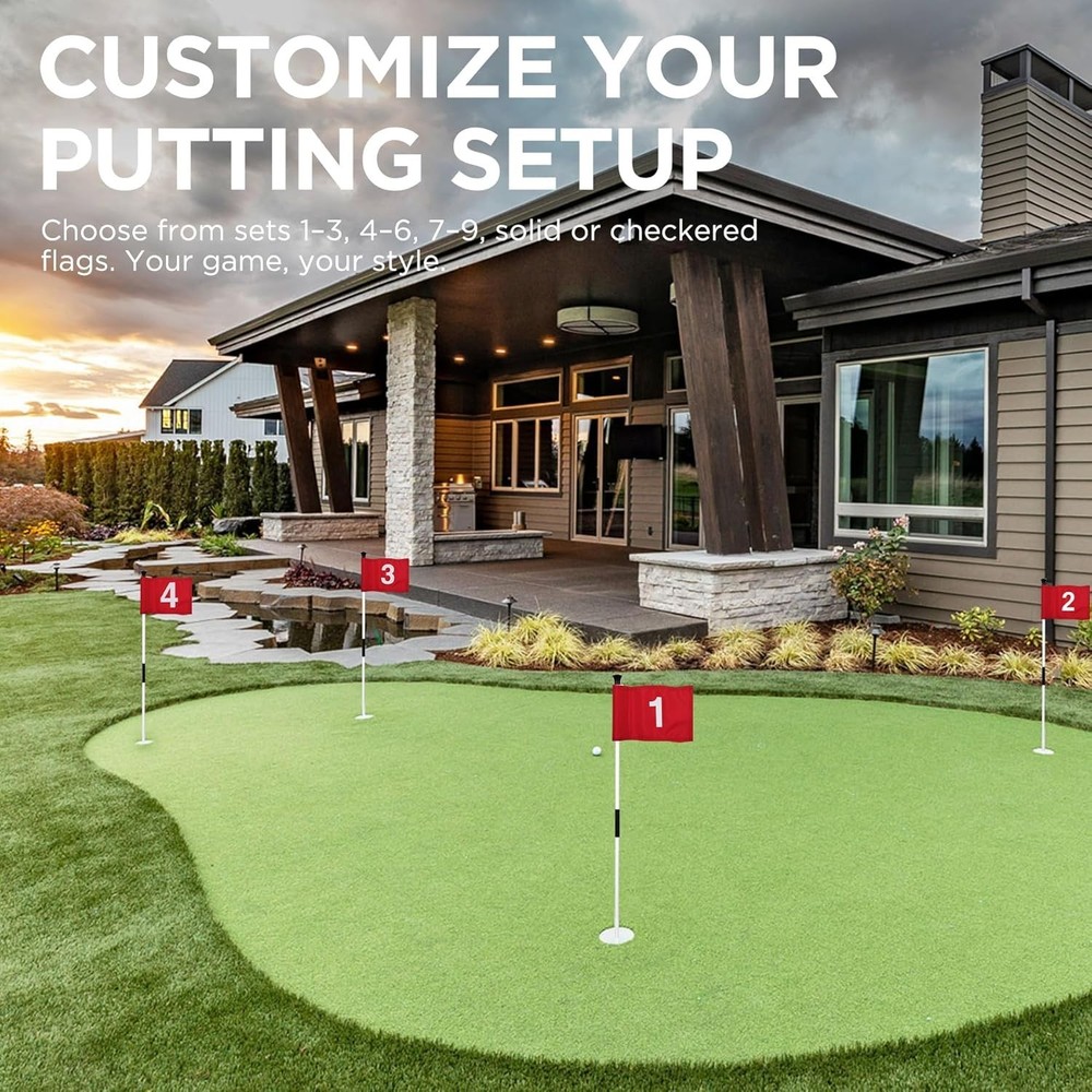 Professional Mini Golf Flagstick Set: Double-Sided Flags with Hole Cup, 4-Pack