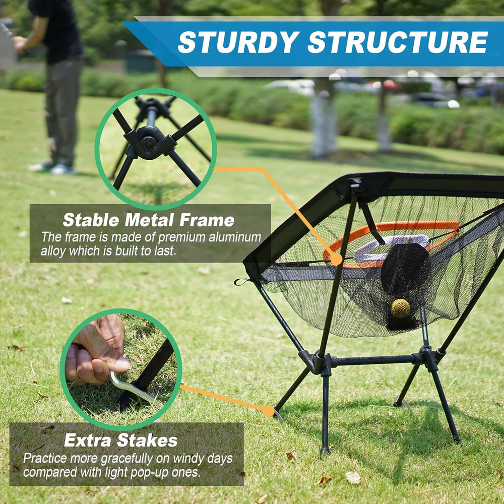 Foldable Golf Chipping Net with Mat & Balls - Heavy-Duty Backyard Practice