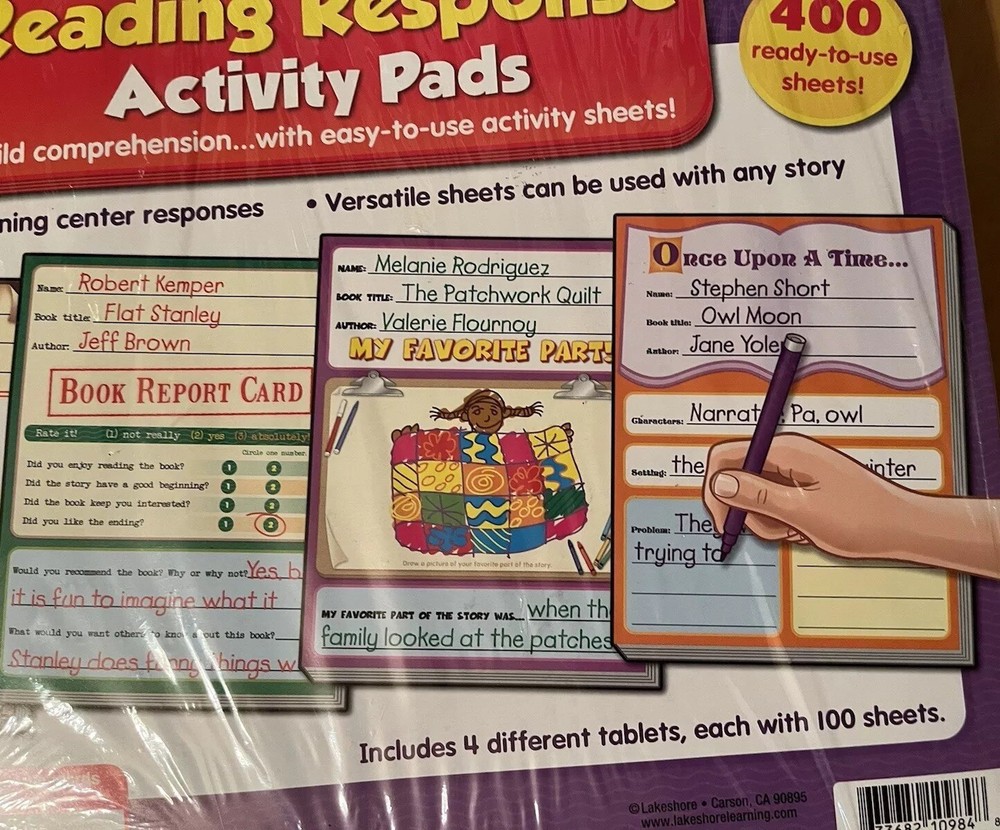 Lakeshore Reading Response Activity Pads, Ages 6+, New