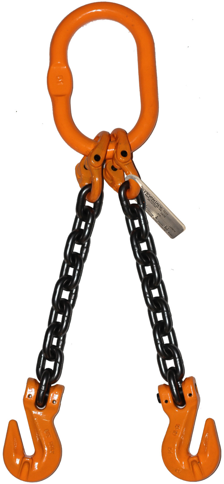 3/8" x 20 ft Double Leg Chain Sling Grade 100 Grab Hooks Spreader D Ring Oblong