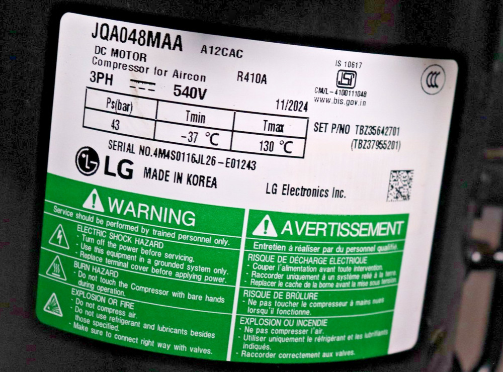 JQA048MAA LG Central variable frequency compressor 3PH 540V R10A