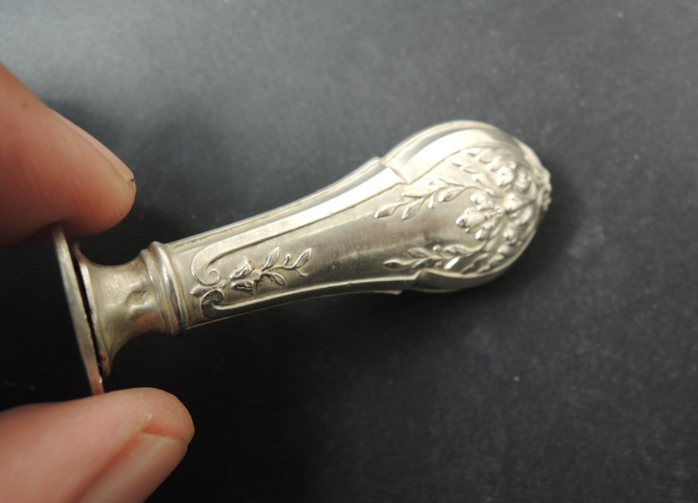 Antique 19th C. Solid Silver Rococo Wax Seal – Blank Matrix for Monogram