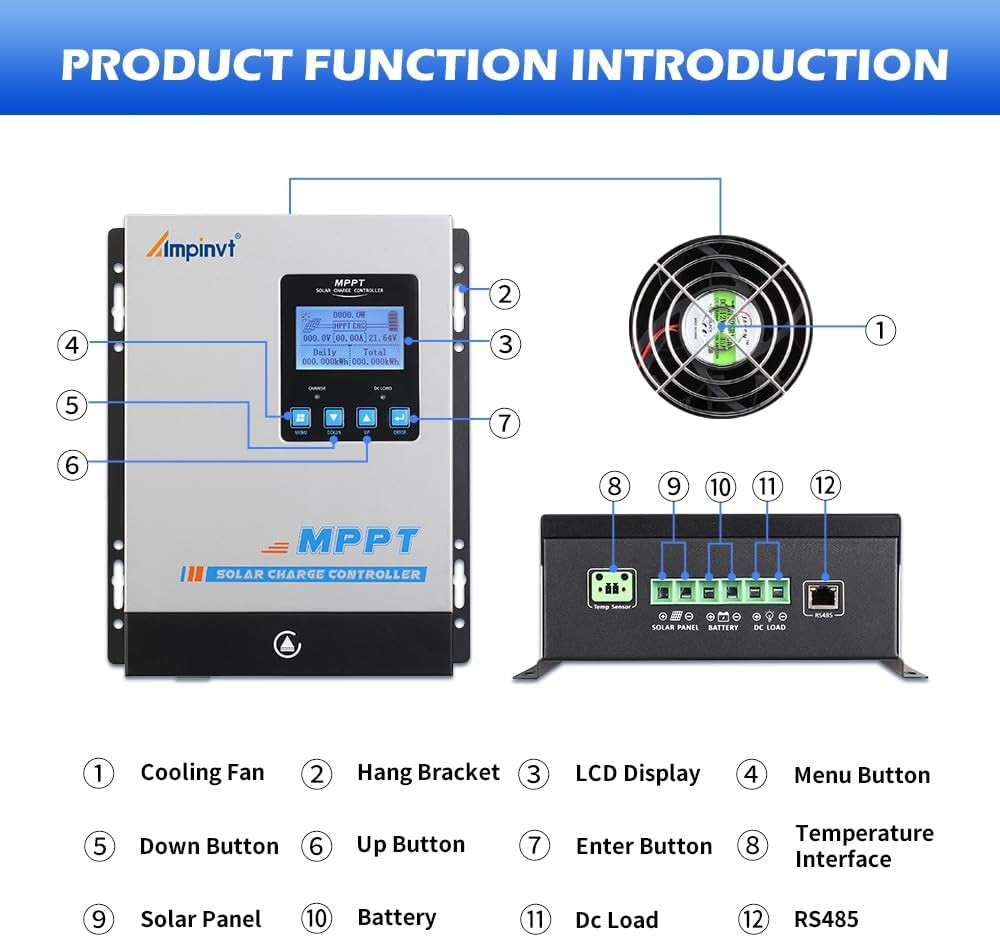 MPPT Solar Charge Controller 60A 12V-48V