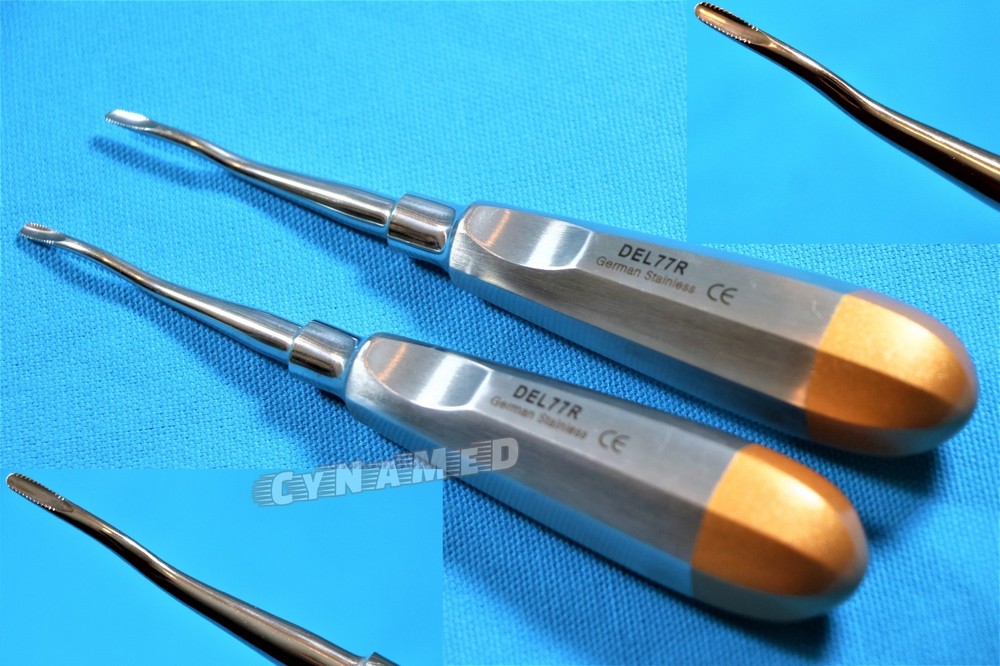 2 Dental Elevator Serrated No 77R E77R Light Handle Dental Instruments-German